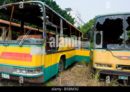 Brûlé des autobus scolaires, Changhua, Taiwan, République de Chine (ROC) Banque D'Images