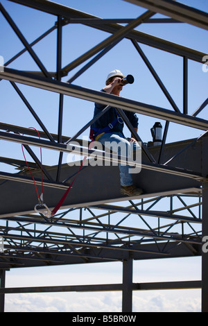 Travailleur de la construction pendant les pauses Banque D'Images