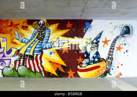 Graffiti : clown et wizard Banque D'Images