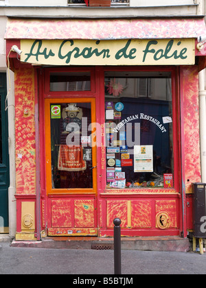 Au Grain de folie un restaurant végétarien, bio, 24 Rue de la Vieuville, Montmartre Paris Banque D'Images