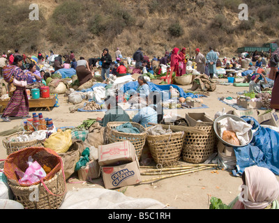 Marché du week-end de Thimphu, Bhoutan Banque D'Images