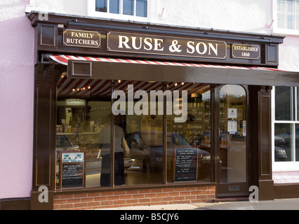 Les bouchers traditionnels shop à long Melford, Suffolk, UK Banque D'Images