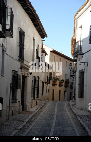 Scène de rue pavées, Chinchon, Comunidad de Madrid, Espagne Banque D'Images