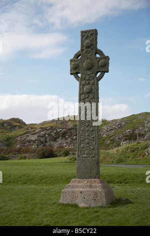 St Martins croix à l'abbaye d'iona l'île d'iona en Ecosse Banque D'Images