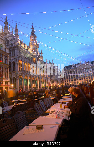 Grote Markt, Grand Place à Bruxelles la nuit, Bruxelles, Belgique, Bruxelles Banque D'Images