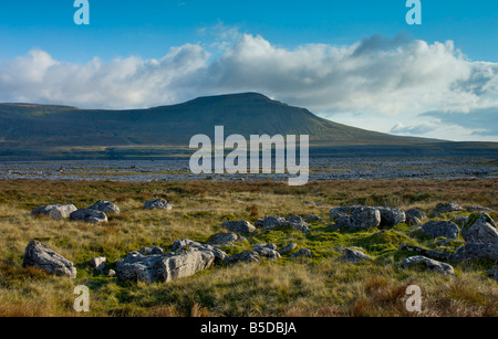 Ingleborough, l'un des trois sommets du Yorkshire, échelles de Moor, Ribblesdale, Yorkshire Dales National Park, England UK Banque D'Images