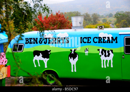 Camion à l'origine Ben et Jerry's ice cream factory, New York, USA Banque D'Images