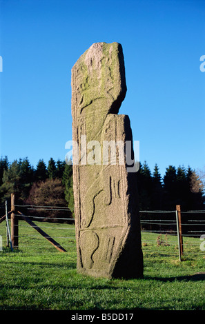 La pierre de jeune fille avec les symboles pictes, près de chapelle de Garioch, région de Grampian, Ecosse, Royaume-Uni Banque D'Images