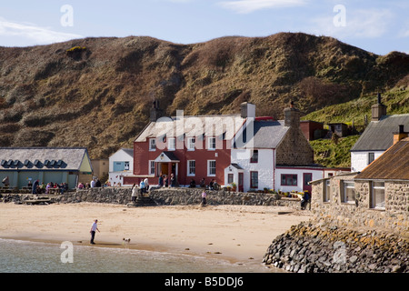 Vue de la plage de Ty Coch Inn sur Porth Dinllaen au village de Bay sur la péninsule de Lleyn, Morfa, Nefyn Gwynedd, au nord du Pays de Galles, , Europe Banque D'Images