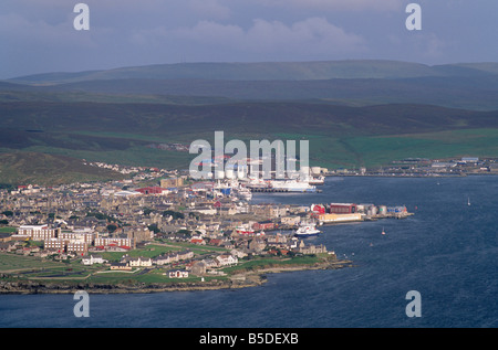 La ville de Lerwick et Bressay Sound de Bressay Island, îles Shetland, Ecosse, Europe Banque D'Images