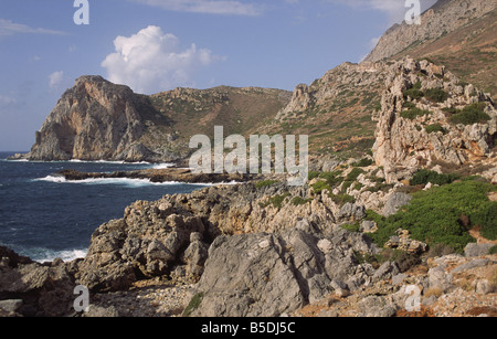 Côte Rocheuse de Falasarna West-Chania Crete Grèce Banque D'Images
