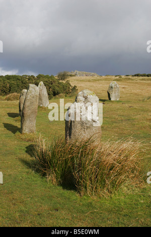 The Hurlers stone circle Cornwall Bodmin Moor Banque D'Images