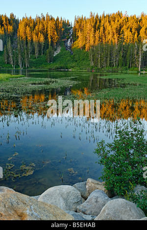 Lever du soleil sur Twin Lake Mammoth Lakes en Californie Banque D'Images