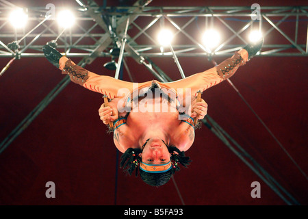 L'Oncle Sam s'American Circus en ce moment à Tynemouth Miro réalise les joints toriques romain Banque D'Images