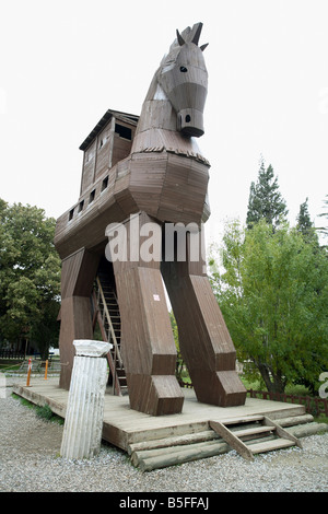 Réplique du cheval de Troie, Troie, Turquie Banque D'Images