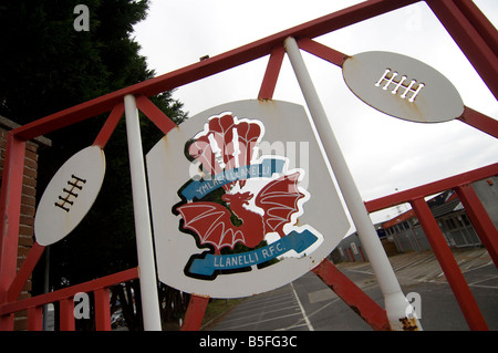 Les portes de Stradey Park rugby terrain à Llanelli, l'ancien terrain de Llanelli RFC et les Scarlets. Banque D'Images