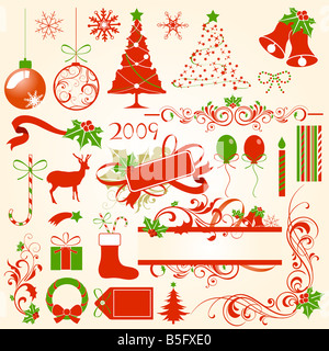 Illustration dessin d'éléments de conception de Noël Banque D'Images