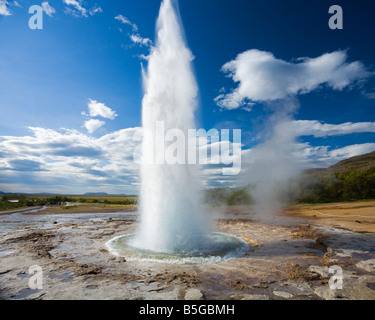 Strokkur ou baratte à Stóri Islande Geysir Banque D'Images