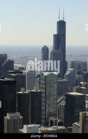 Sears Tower comme vu à partir de la Hancock Tower. La boucle. Chicago. L'Illinois. USA Banque D'Images