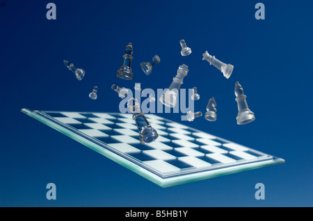 Flying chess board Banque D'Images