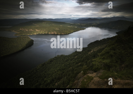 Vue depuis le pic Baynes Mont Maxwell l'île Saltspring Banque D'Images