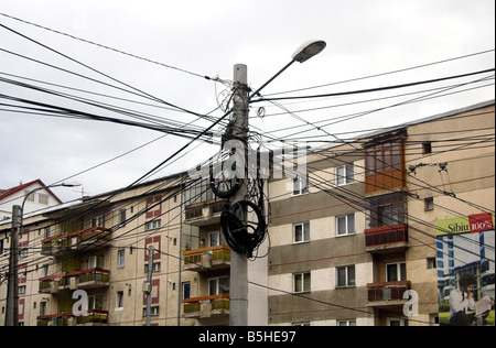 Logement de style communiste, Sibiu, Transylvanie, Roumanie Banque D'Images