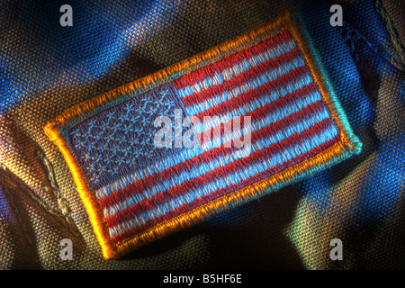 Nous amovible sur patch drapeau tissu camouflage militaire Banque D'Images