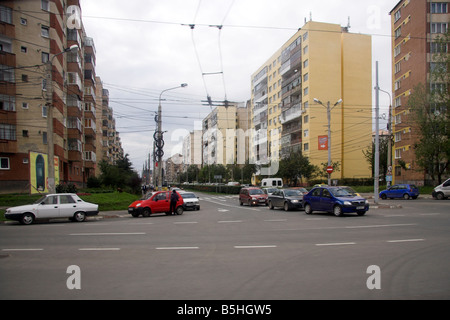 Logement de style communiste, Sibiu, Transylvanie, Roumanie Banque D'Images