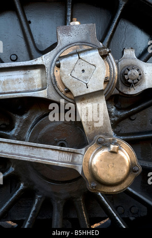 Vue rapprochée d'une roue d'entraînement des trains à vapeur Banque D'Images