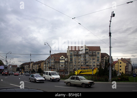 Logement de style communiste, Sibiu, Transylvanie, Roumanie Banque D'Images