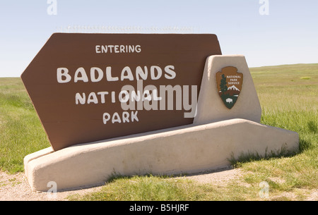 Parc national de Badlands panneau Dakota du Sud États-Unis Banque D'Images