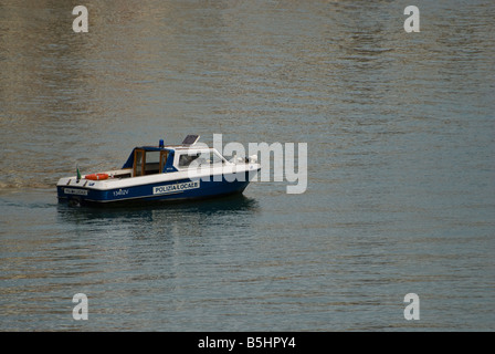 Bateau de la police locale Grand Canal Venise Italie Banque D'Images