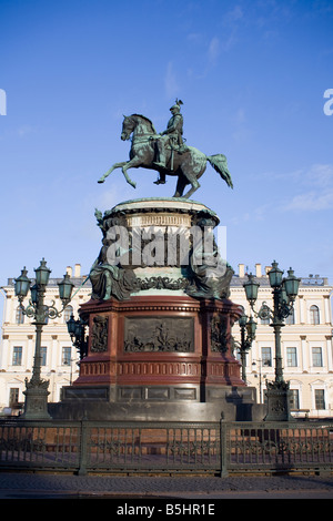 Monument à Nicolas I. Le Saint Isaac's Square, Saint-Pétersbourg, Russie. Banque D'Images