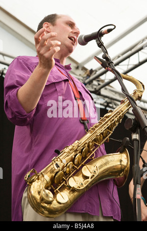 Stuart Handy de Whapweasel sur la scène du Festival 2006 Towersey Banque D'Images