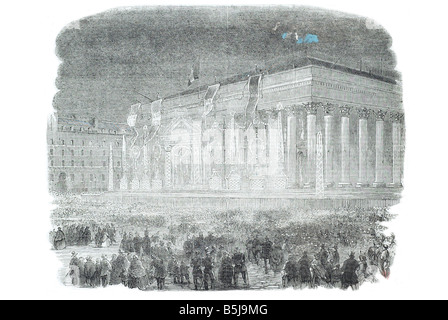 Illumination de la Bourse à Paris en l'honneur de la naissance du prince impérial le 22 mars 1856 l'Illustrated London News Banque D'Images