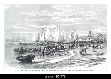 Le grand naval review yachts de sortir les passagers à voir la flotte des croquis de Southsea common 26 avril 1856 l'illustrer Banque D'Images