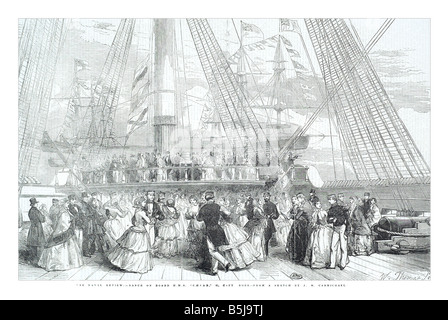 L'examen de la marine à bord de danse H M S César 91 capt Robb à partir d'un sketch par J W Carmichael 3 mai 1856 l'Illustrated London News Banque D'Images