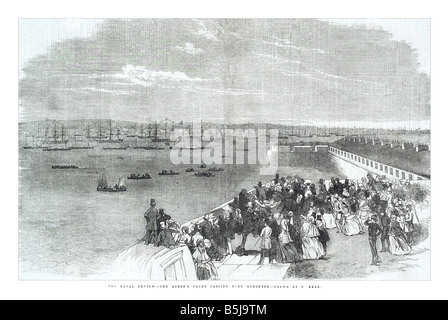 L'examen de la marine yacht queens passant fort Monckton dessiné par S en lecture le 3 mai 1856 l'Illustrated London News Page 480 Banque D'Images