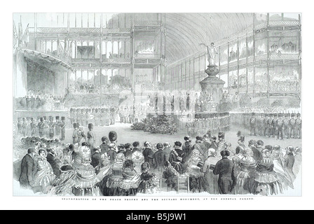 Inauguration du trophée de la paix et le scutari, monument au Crystal Palace 17 mai 1856 l'Illustrated London News Page 524 Banque D'Images