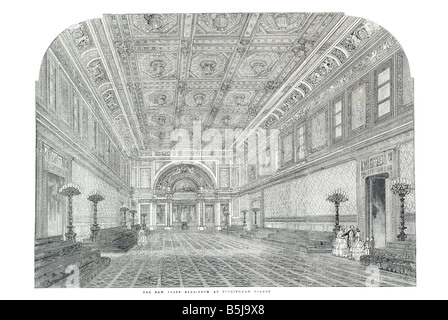 La nouvelle salle de réception de l'état au palais de Buckingham 21 juin 1856 l'Illustrated London News Page 684 Banque D'Images