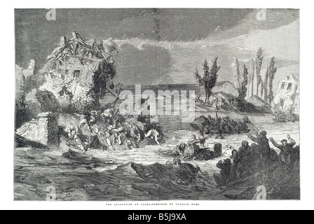 L'inondation à lyons esquissés par Gustave dore 21 juin 1856 l'Illustrated London News Page 688 Banque D'Images