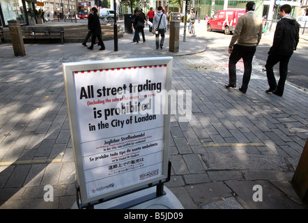 Pas de commerce de rue signer dans City of London Banque D'Images