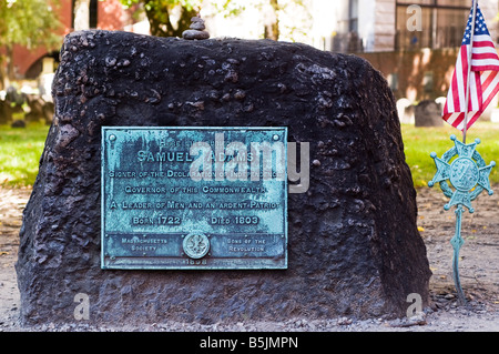 Samual Adams pierre tombale, Cimetière Granary sur le Freedom Trail Boston, Mass Banque D'Images