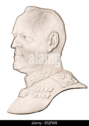 Portrait de profil de Marshall russe Georgi Konstantinovich Joukov (1898-1974) à partir de 1990 pièce de monnaie russe Banque D'Images