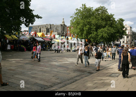 Ville de Norwich, en Angleterre. Place du marché de plein air de Norwich au gentleman's Walk. Banque D'Images