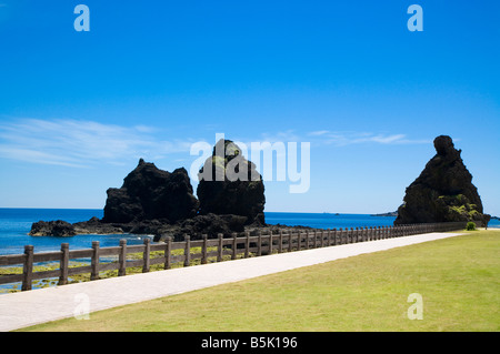 Général Rock, un rock formé naturellement dans la forme d'un général sur l'île Green, le comté de Taitung, Taïwan Banque D'Images