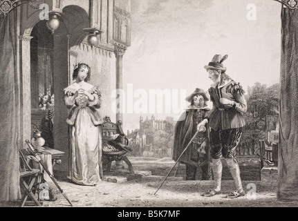 Anne page et Slender. Scène des Merry Wives de Windsor par William Shakespeare Banque D'Images