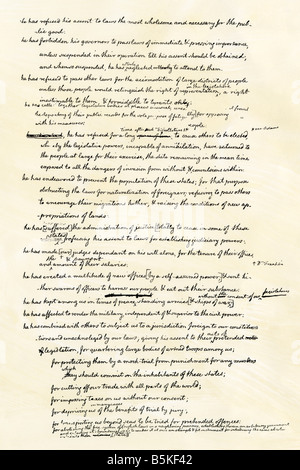 Projet de déclaration de l'indépendance dans l'écriture, la page 2. Gravure sur bois avec un lavage à l'aquarelle Banque D'Images