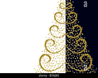 Arrière-plan de l'arbre de Noël d'or stylisé Banque D'Images