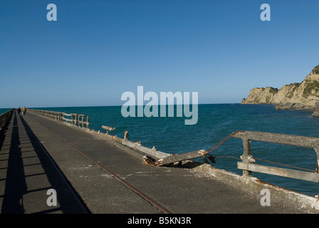 Tolaga Bay wharf - 660 mètres de long ou 2165 ft - en Nouvelle-Zélande. La plus longue jetée dans l'hémisphère sud. Banque D'Images